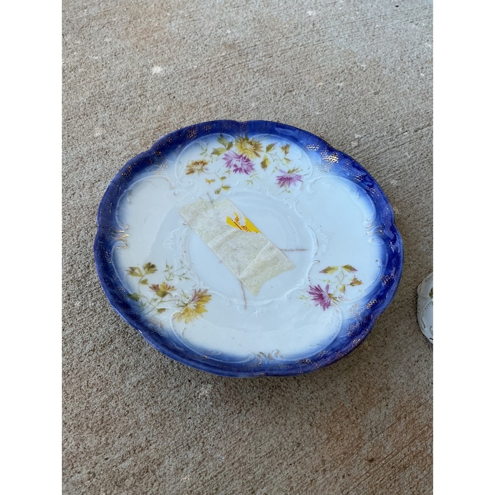 Vtg Weimar Germany Teacup/Saucer Cobalt Blue/Gold Yellow Floral Porcelain China - Picture 3 of 4